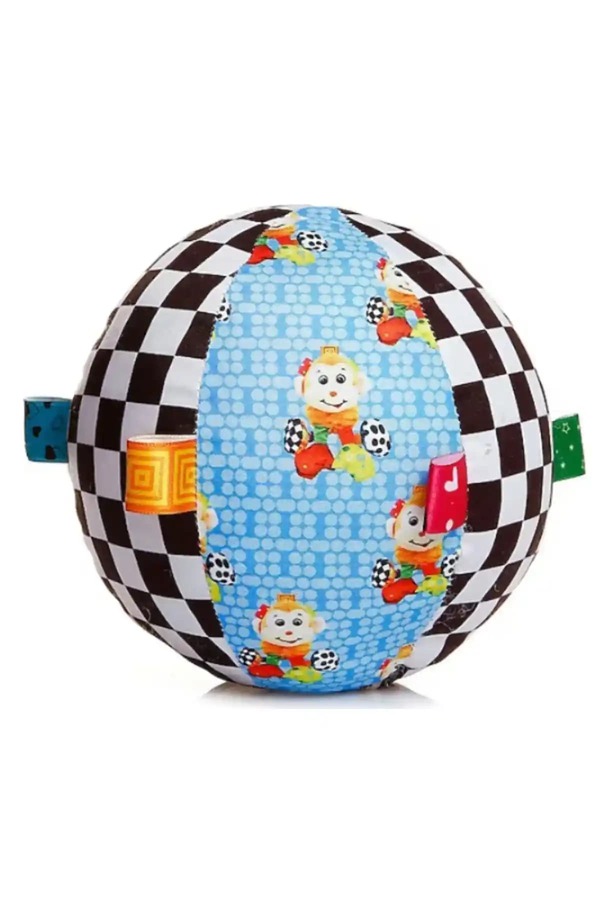 Sozzy Toys Çıngıraklı Büyük Boy Oyun Topu: 15 cm Çaplı, Çok Renkli ve Güvenli Tekstil Yüzey