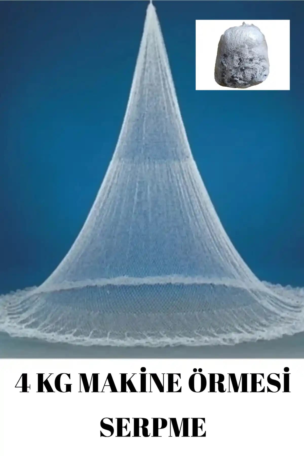 Türkiye Menşeli Kale Serpme İp Ağı 200 cm, 450 Göz, Beyaz, 4kg Kurşunlu - Açık Sularda