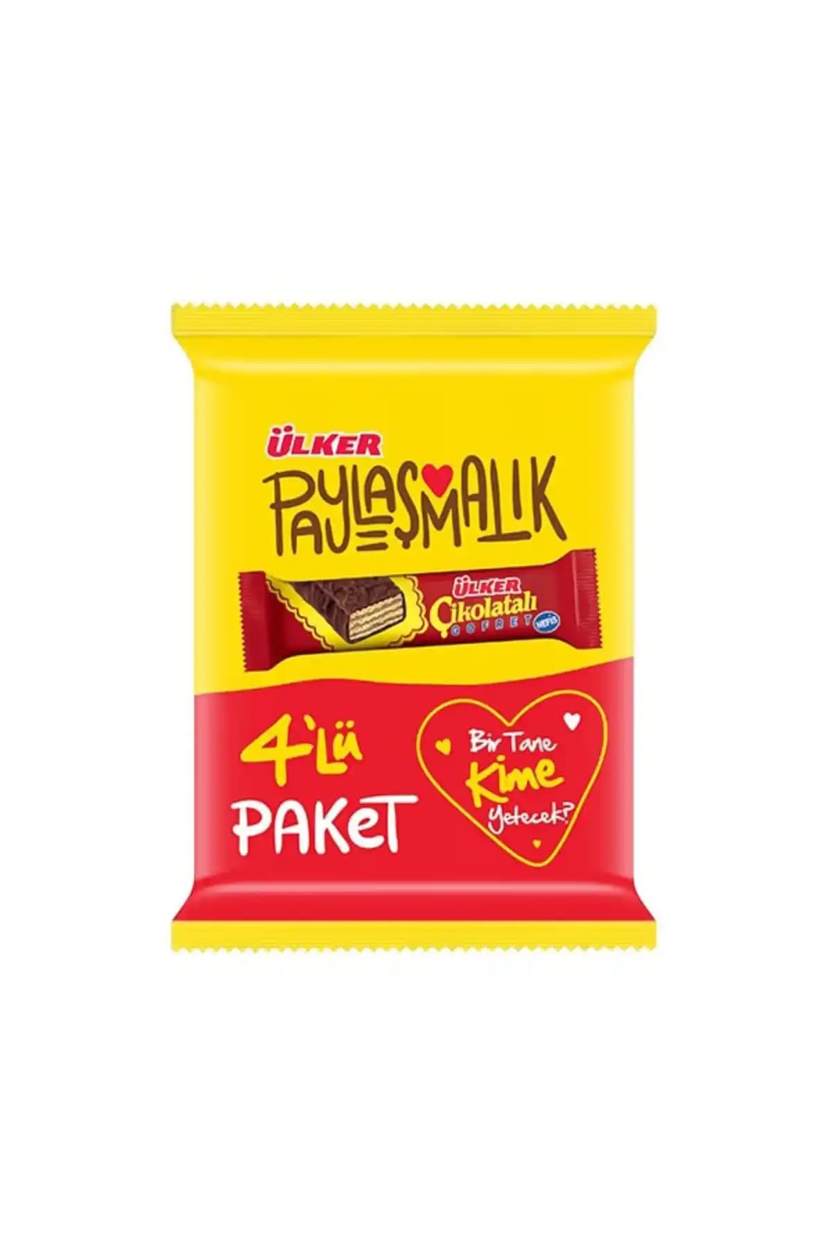 Ülker Paylaşmalık Çikolatalı Gofret 4 Lü Paket: Türkiye Menşei ve Porsiyon Bilgileri