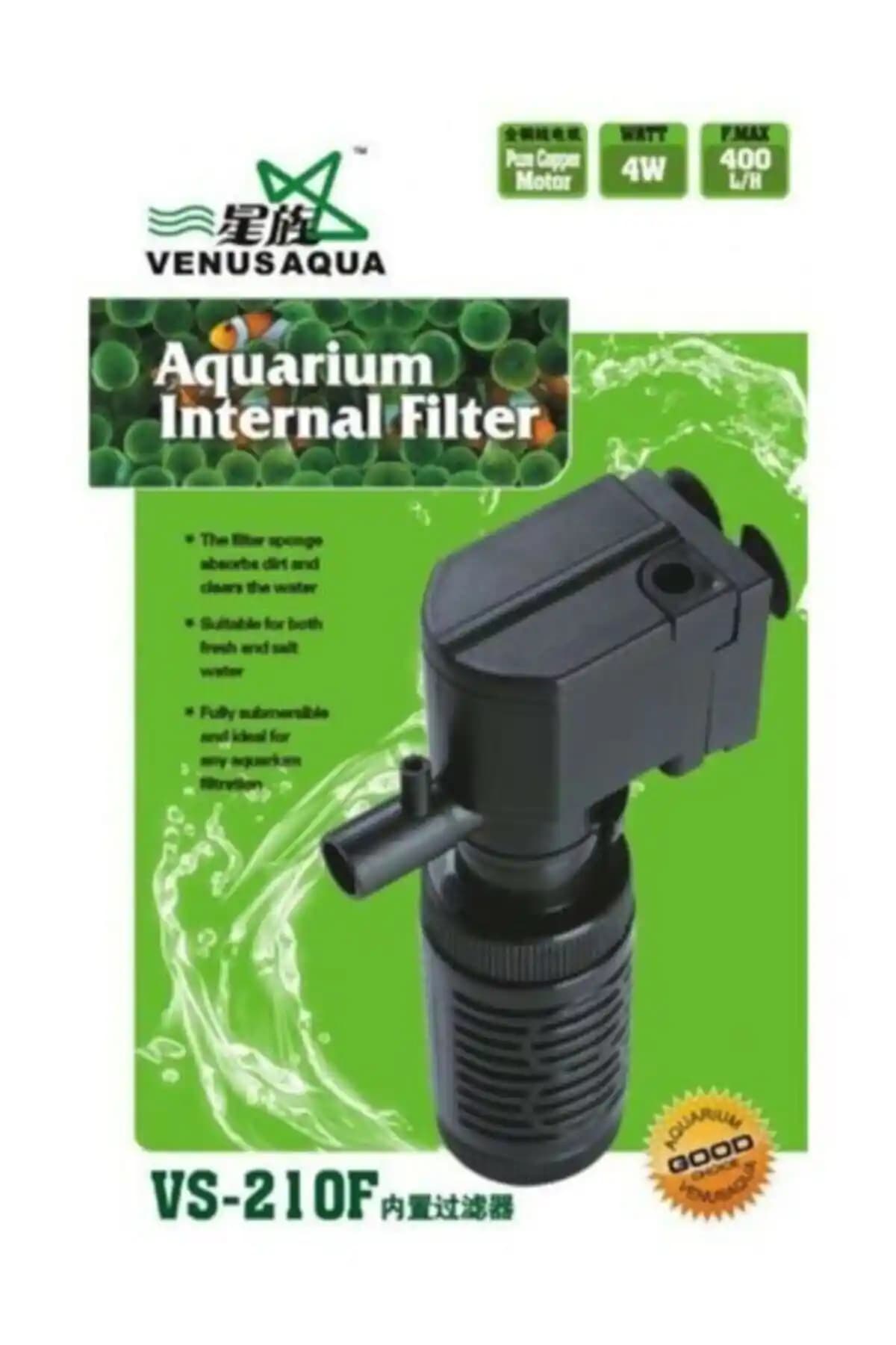 Venusaqua VS-210F İç Filtre: Mini Akvaryumlar İçin 400 Litre/Saat Dolaşım ve Filtrasyon