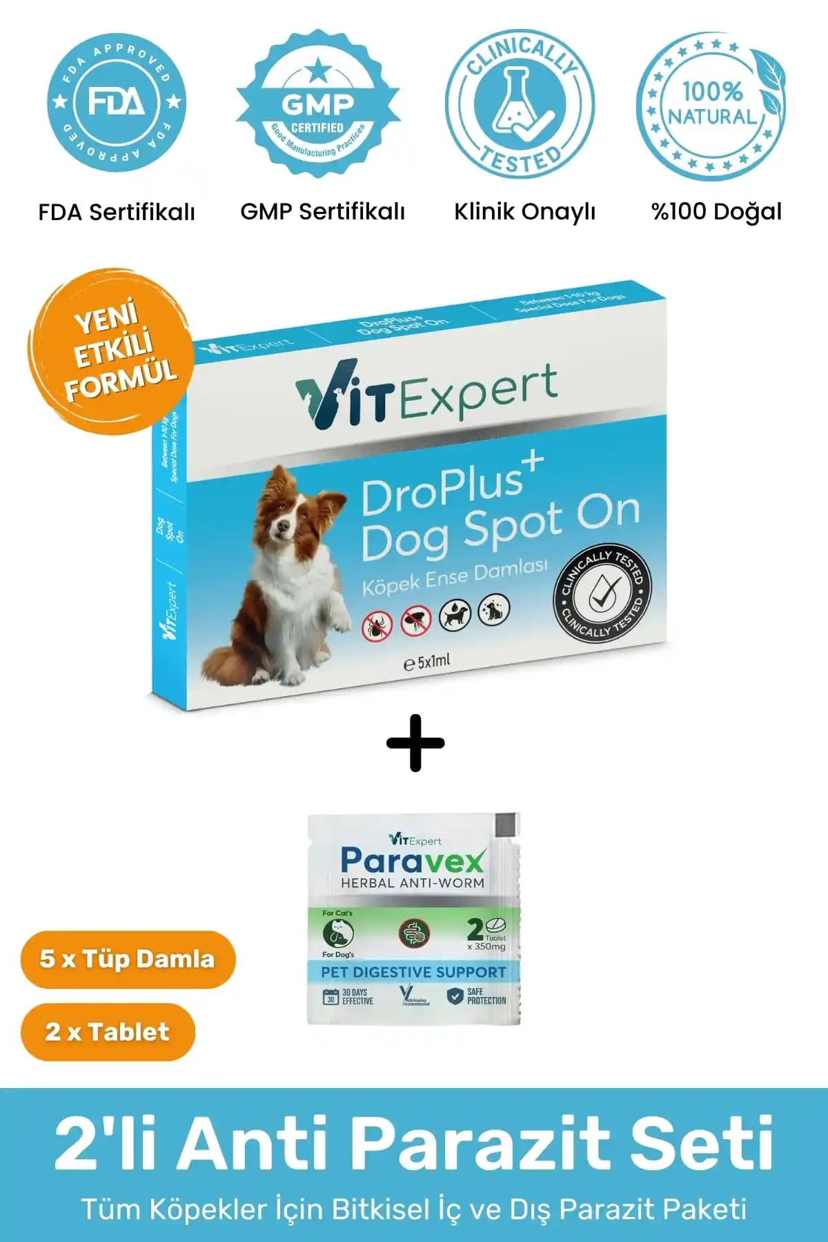 Vitexpert 2'li Set Köpek İç ve Dış Parazitlere Bitkisel ve Kapsamlı Koruma
