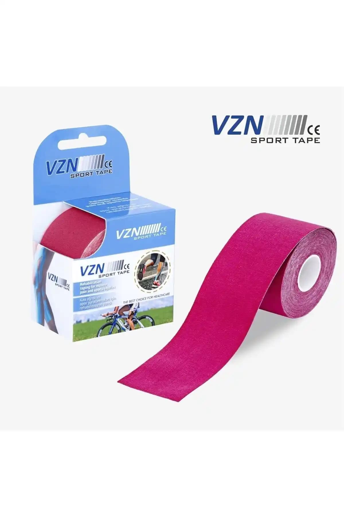VZN Sport Tape Pembe Kinezyo Bantı: Lateks İçermeyen Hipoalerjenik Pamuklu Spor Bandı