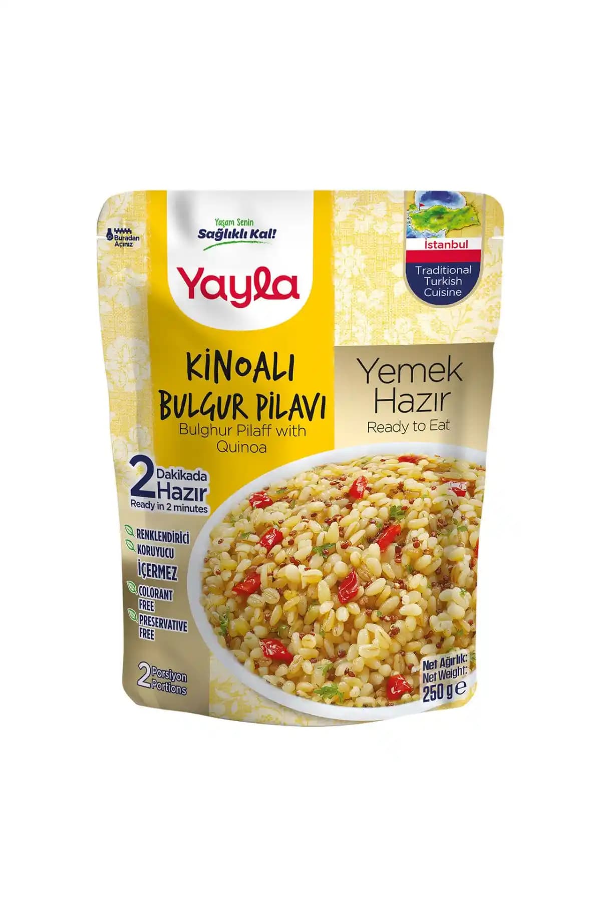 Yayla Hazır Kinoalı Bulgur Pilavı 250 g: Hızlı ve Pratik Besin İçeriği Özellikleri