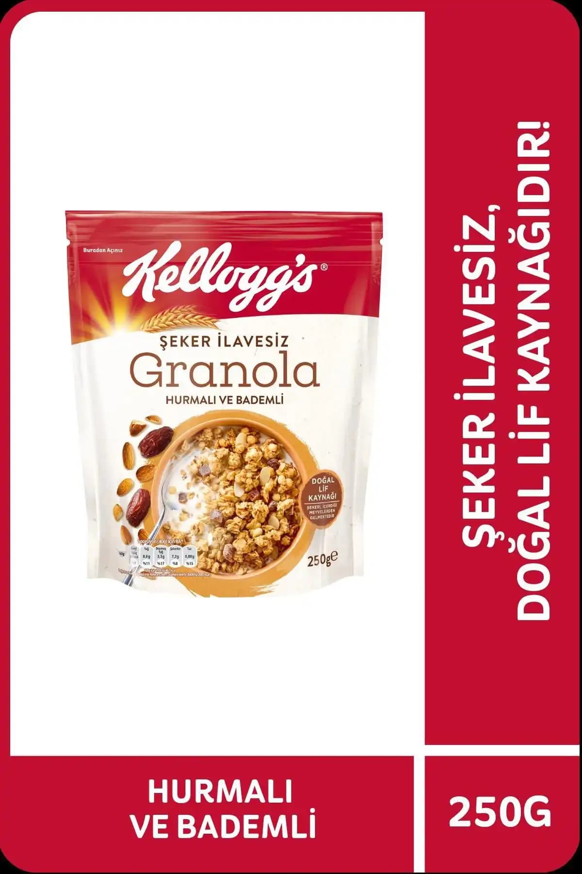 Kellogg's Şeker İlavesiz Granola Karşılaştırması: Hurmalı ve Bademli ile Turna Yeşili 1