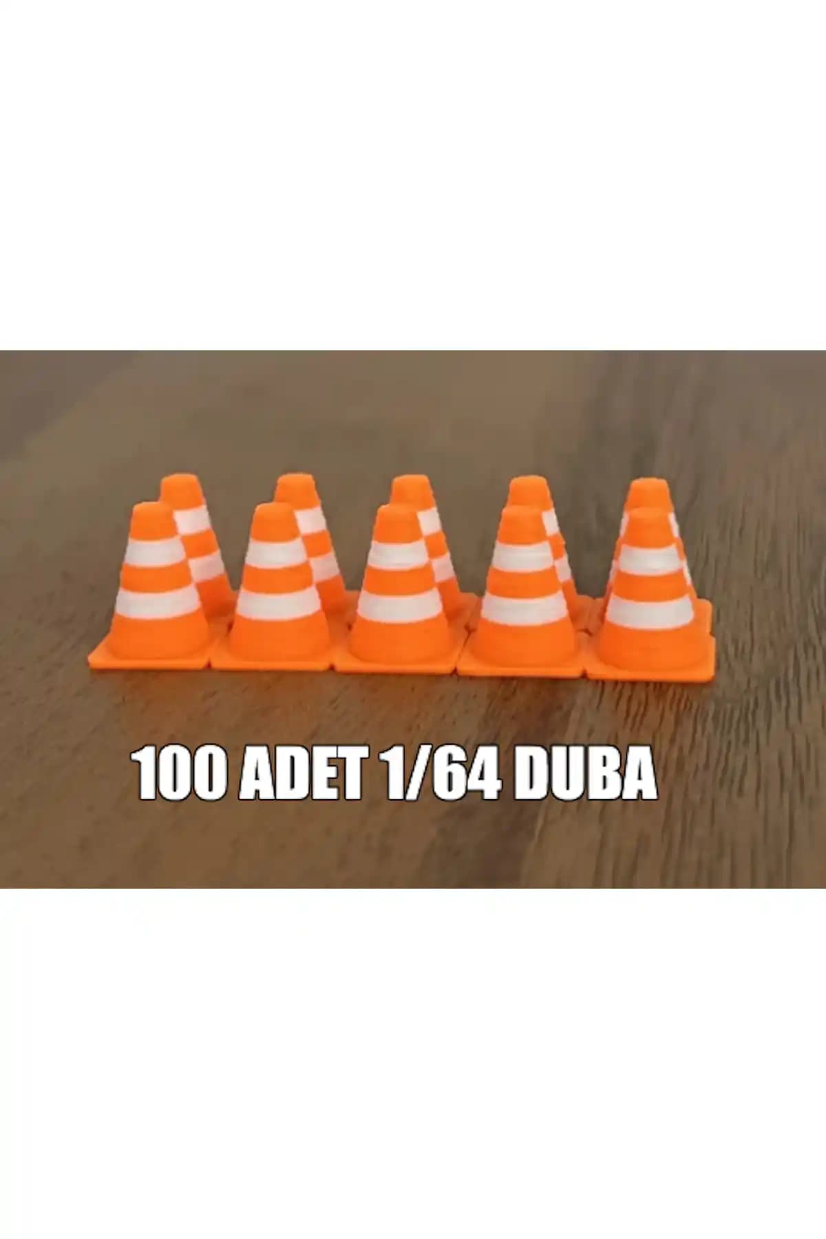 1:64 Ölçekli Turuncu-Beyaz Dubalarla Mini Trafik Aksesuarı Seti - 10 Adet Paket İçeriği