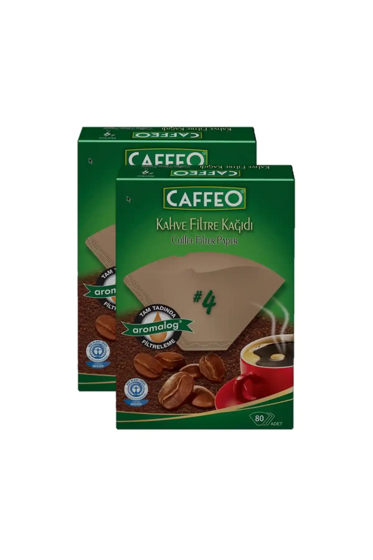 Caffeo Kahve Filtresi 1x4, 80 Yaprak, Doğal Aroma ve Yırtılmaz Çift Dikiş Tasarımı