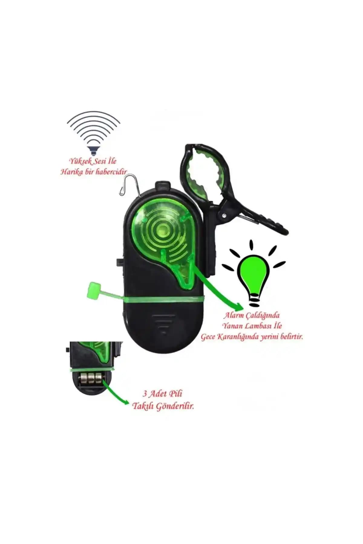 Lider 1 Adet Orijinal Yüksek Hassasiyete Sahip Maşalı Rod Alarmı Işıklı Zili