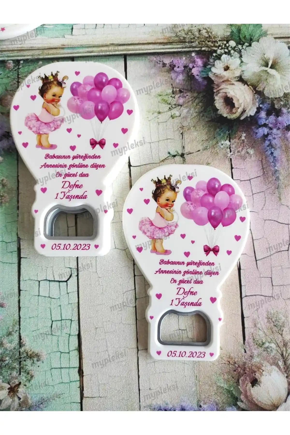 MY PLEKSİ Pembe Kız Bebek Açacak Magnetler - 10 Adet Jelatin Paket Hediyeli Seti