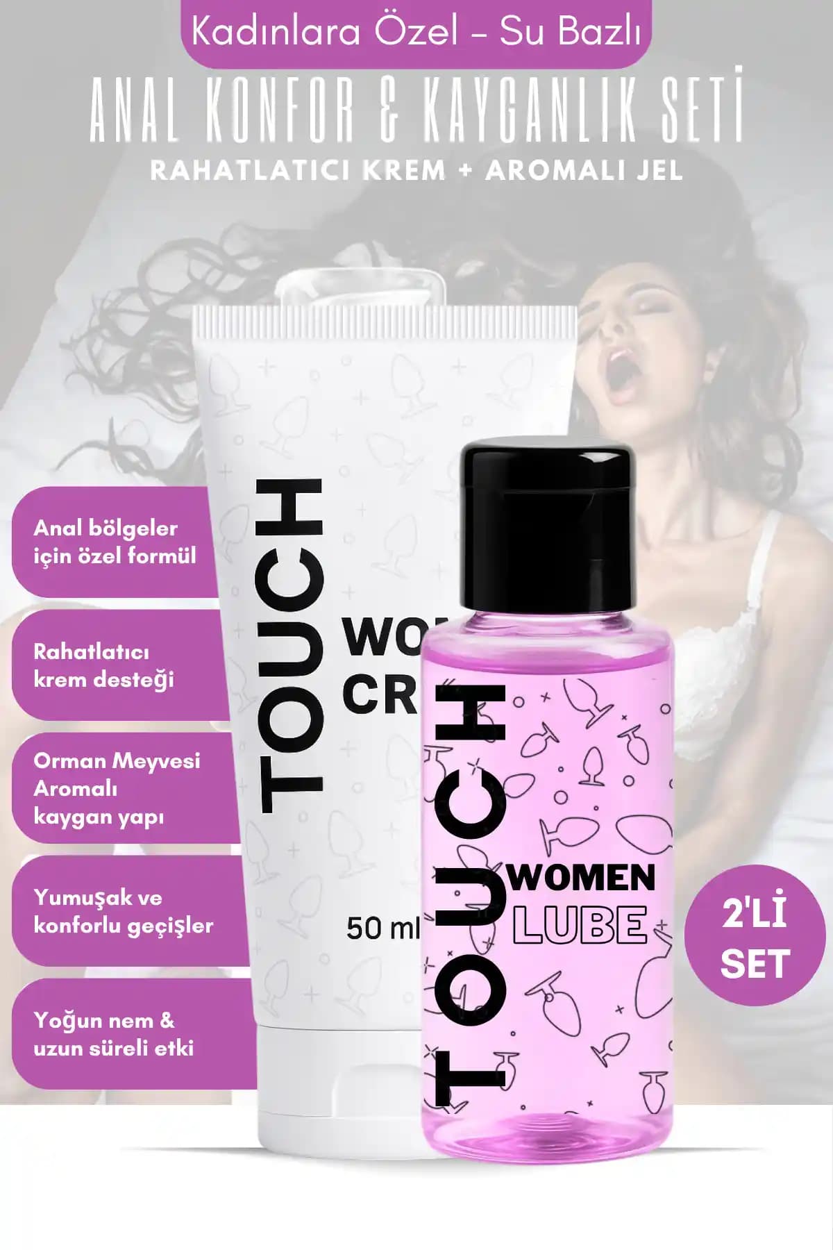 TouchGlide Anal Konfor Seti: Su Bazlı Jel ve Rahatlatıcı Krem ile Uzun Süren Kayganlık