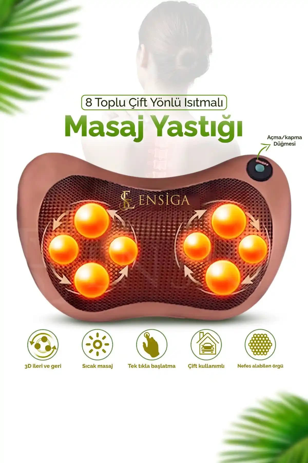 EN SİGA 8 Toplu Çift Yönlü Isıtmalı Masaj Yastığı: Çok Fonksiyonlu Rahatlatıcı Masaj Cihazı