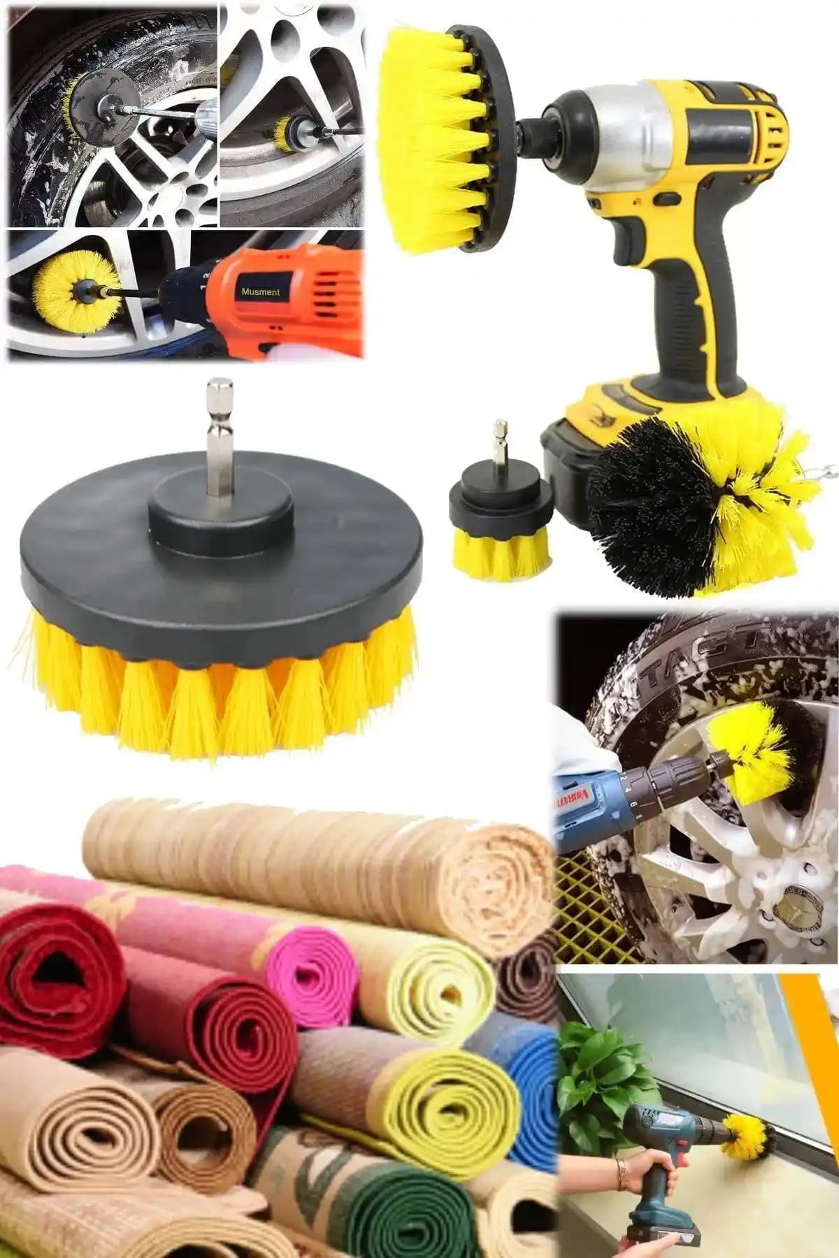 FunyaG 3’lü Matkap Ucuna Takılan Fırça: Çok Amaçlı Temizlik Çözümü