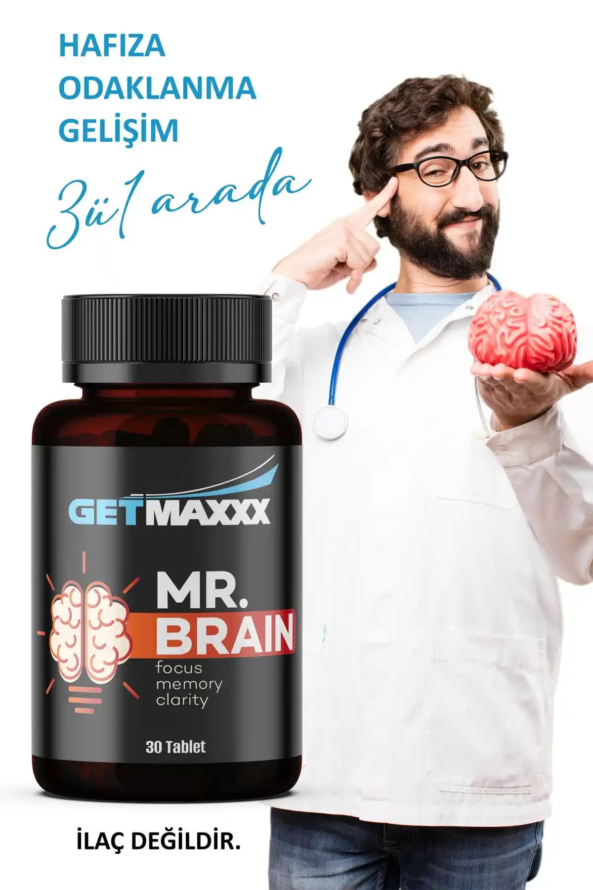Getmaxxx Zeka Geliştirici ve Odaklanma Artırıcı Takviye Edici Gıda 30 Tablet