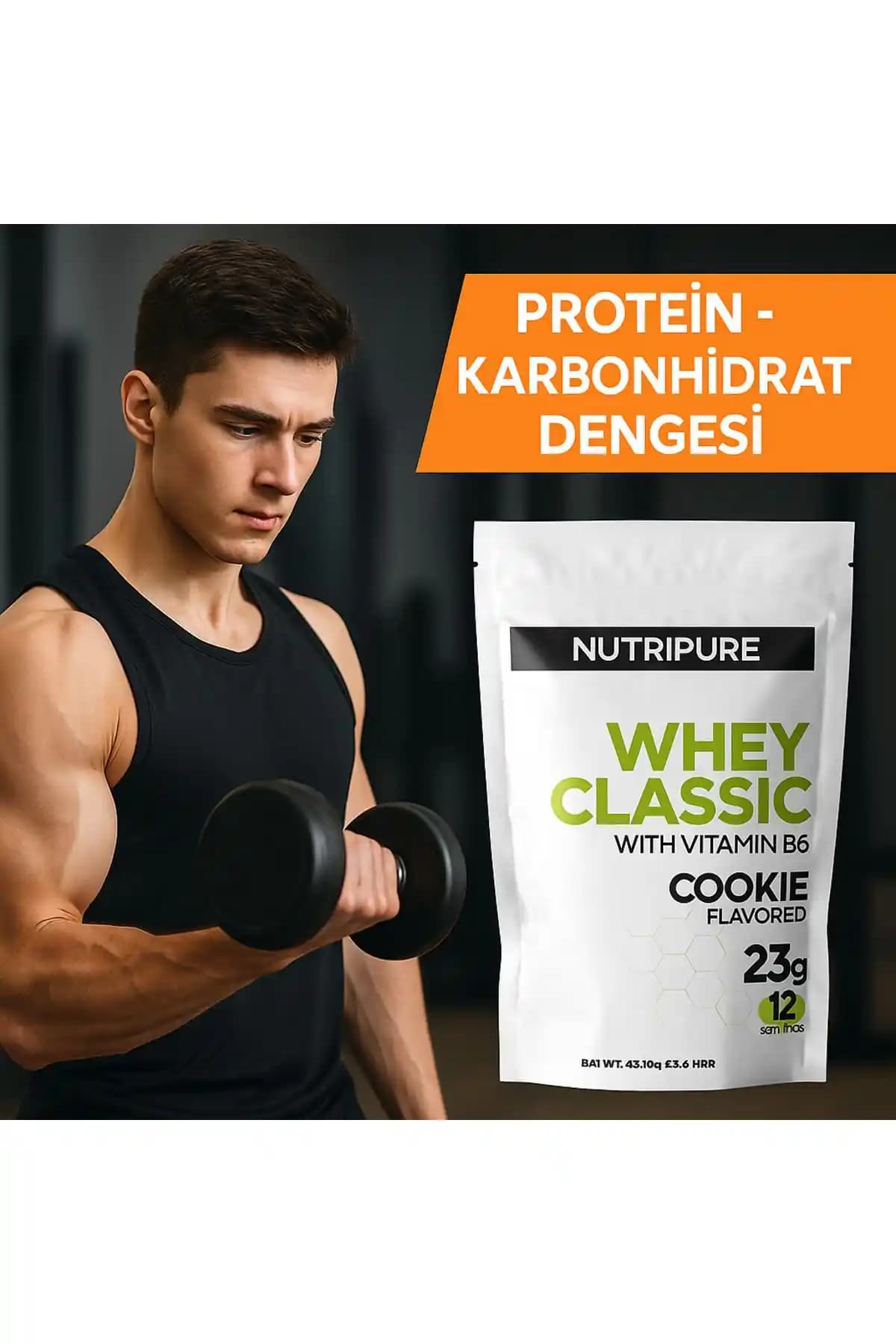 Nutripure Whey Classic 480 gr Kurabiye Aroması Yoğun Protein ve Bileşenlerle Sporcular İçin