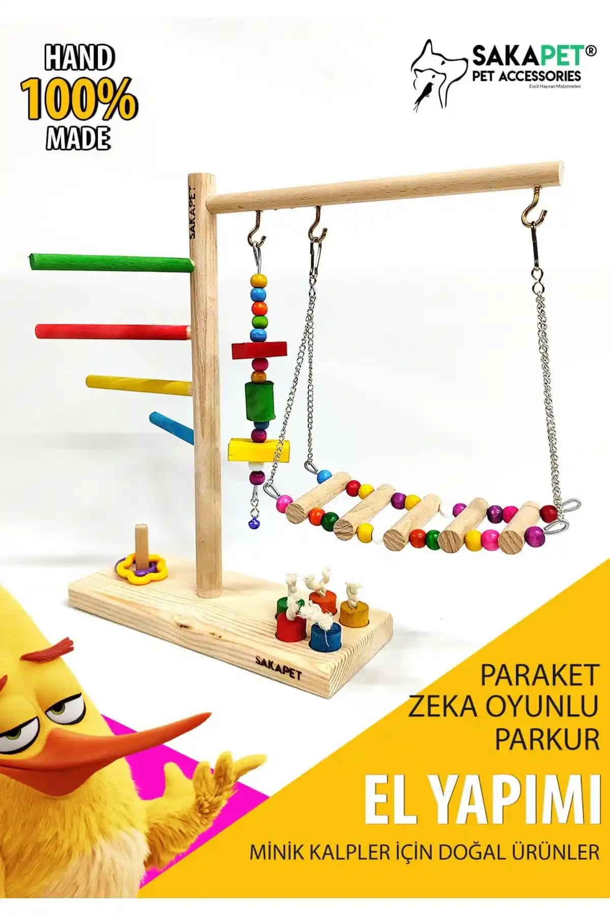 Paraket Interaktif Zeka Oyunlu Köprülü Mini Platform TS05 - Küçük Kuşlar İçin Güvenli Eğitici Oyuncak