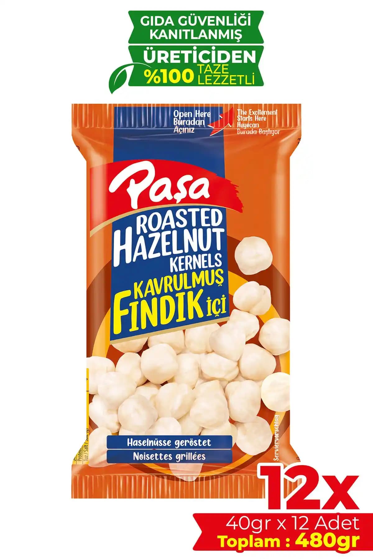 Paşa Kuruye<miş> Kavrul<muş> Fındık İçi 40g x 12 Adet Doğal ve Güvenilir Atıştırmalık