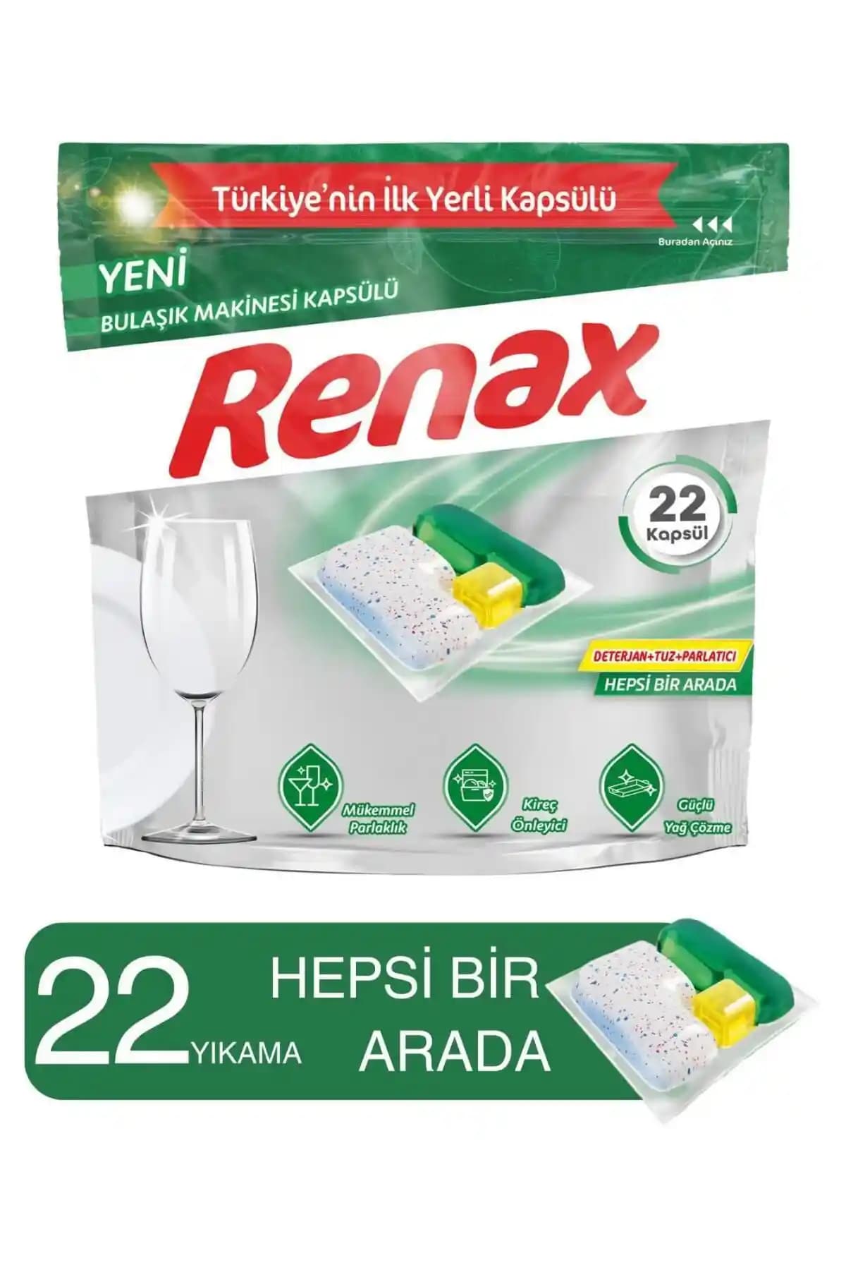 RENAX Bulaşık Makinesi Kapsülü 22'li: Doğal ve Ekonomik Temizlik Çözümü