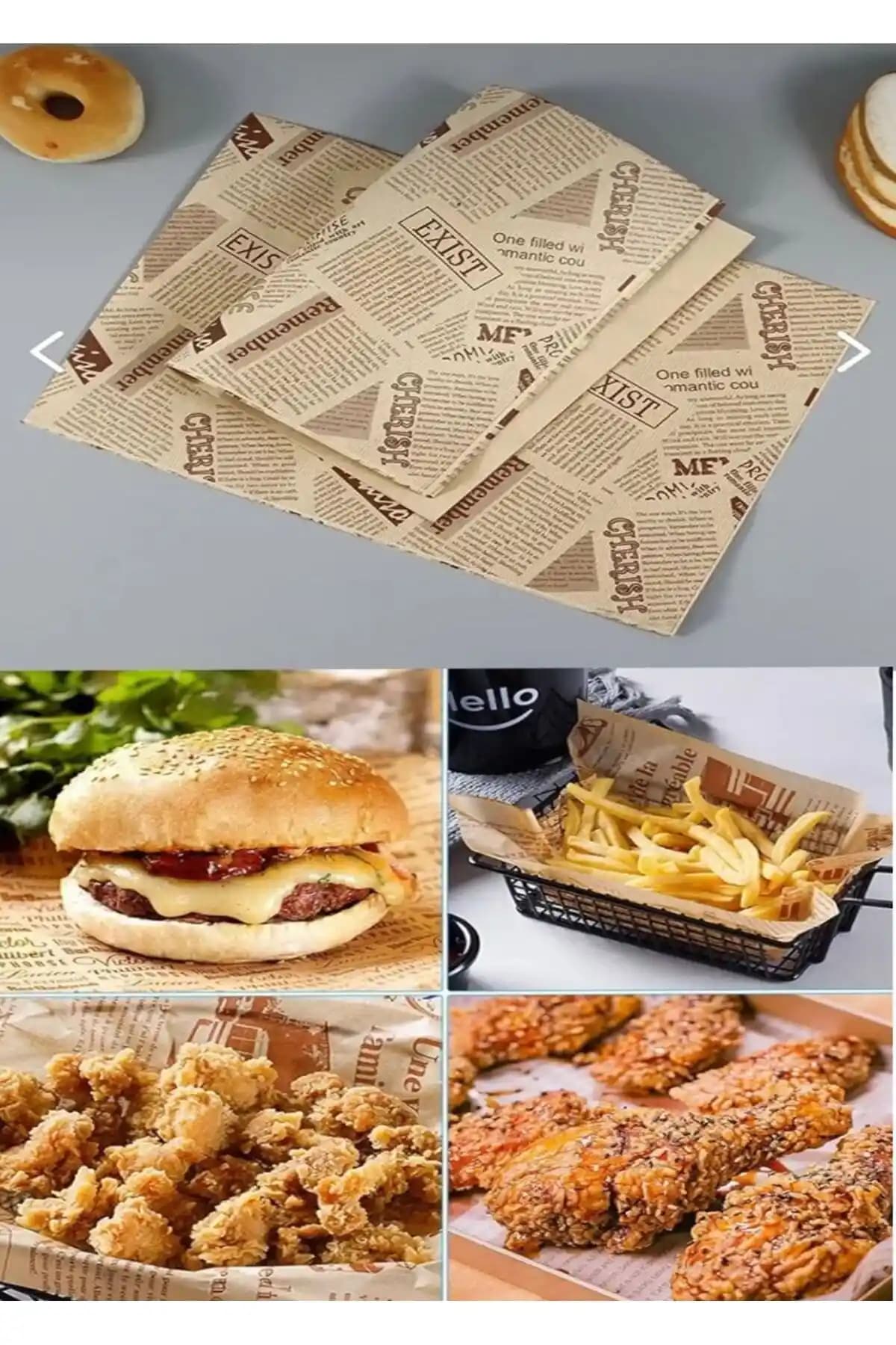 Snow Homs Kendinden Desenli Yağlı Kağıt: Vintage Tarzda Sunum ve Dekorasyon Malzemesi