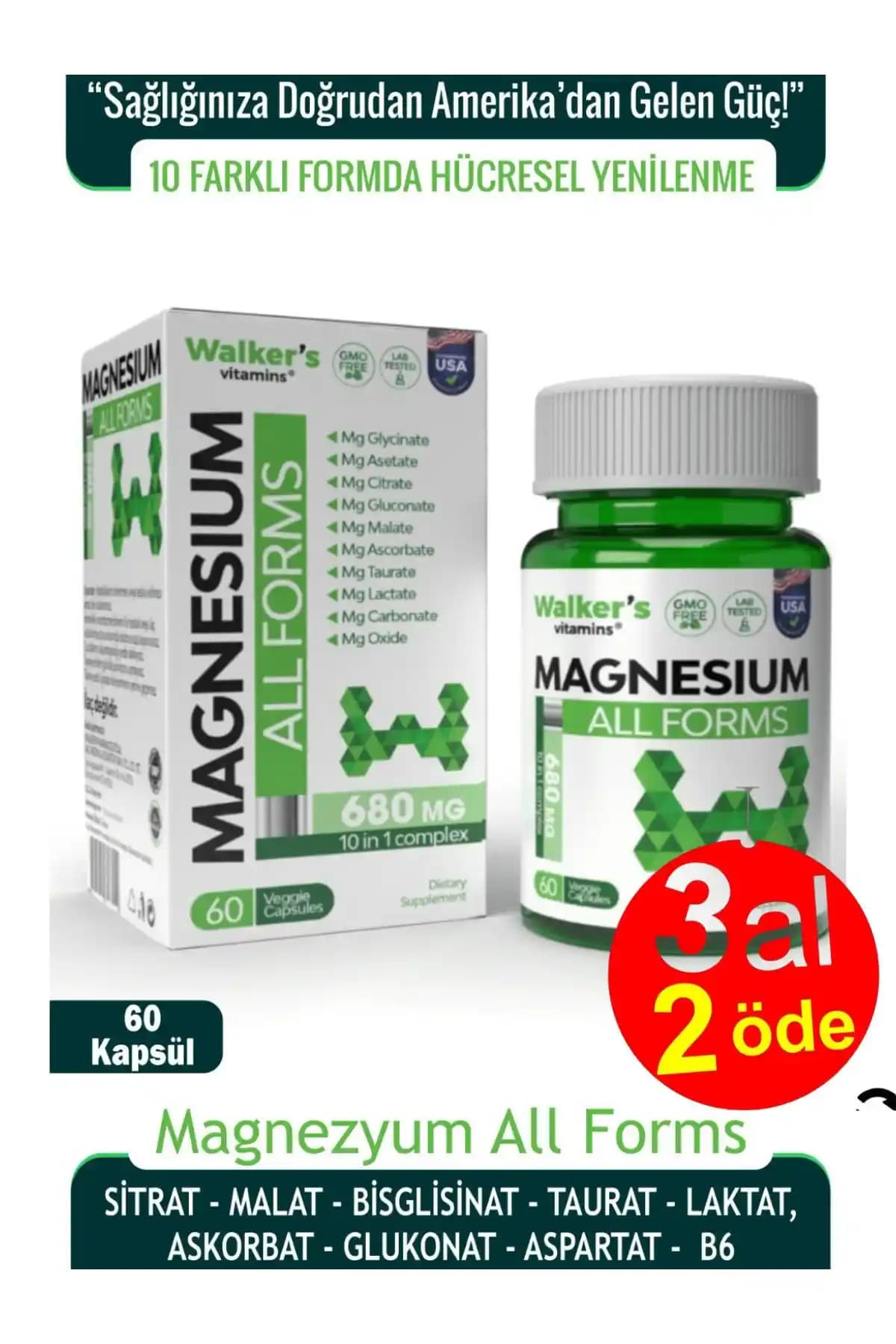 Walkers Magnezyum All Forms: Çoklu Magnezyum Formlarıyla Günlük Sağlık Takviyesi
