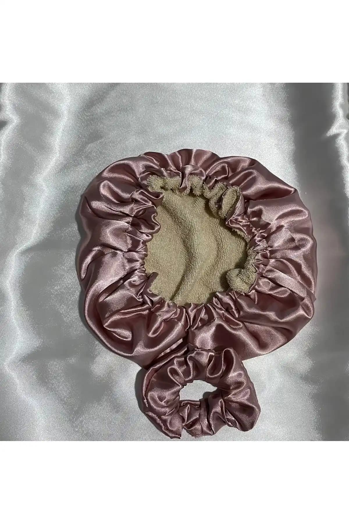 ABAKSESUAR Çift Taraflı İpek Saten ve Havludan Bone ile Saç Bakımında Konfor