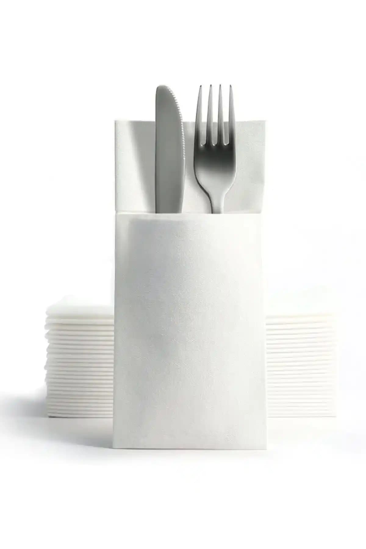 AIRLAID Kumaş Dokulu Cepli Peçete 40x40 cm 50 Adet - Dayanıklı ve Şık