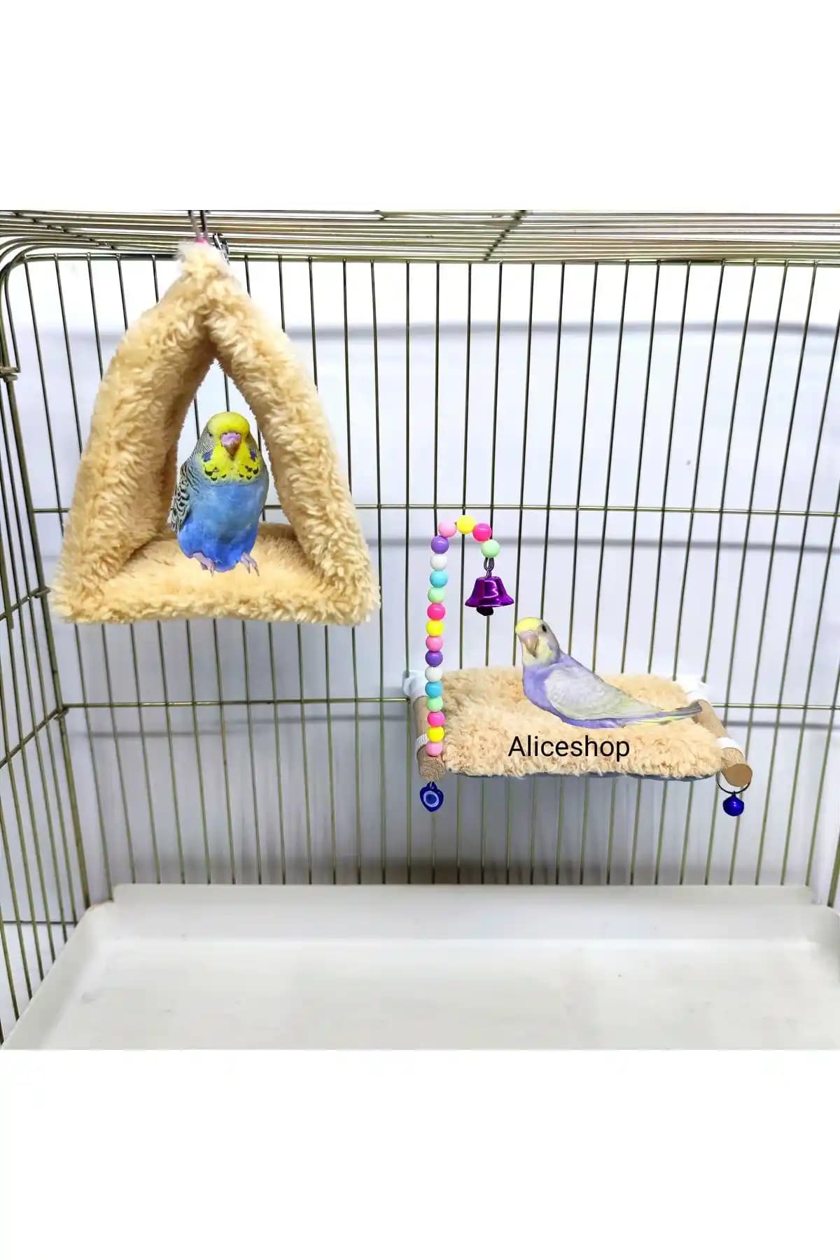Aliceshop Kuş Çadırı ve Yatağı: Muhabbet Kuşu, Papağan ve Kanaryalar İçin Konforlu Yaşam Alanı