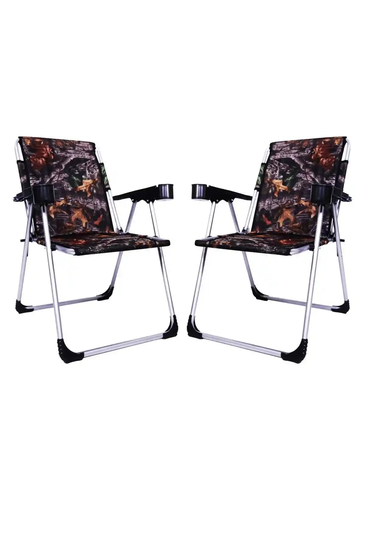 ALİN METAL 140 Kg Kapasiteli 2'li Lüks Bardaklıklı Katlanabilir Kamp Sandalyesi