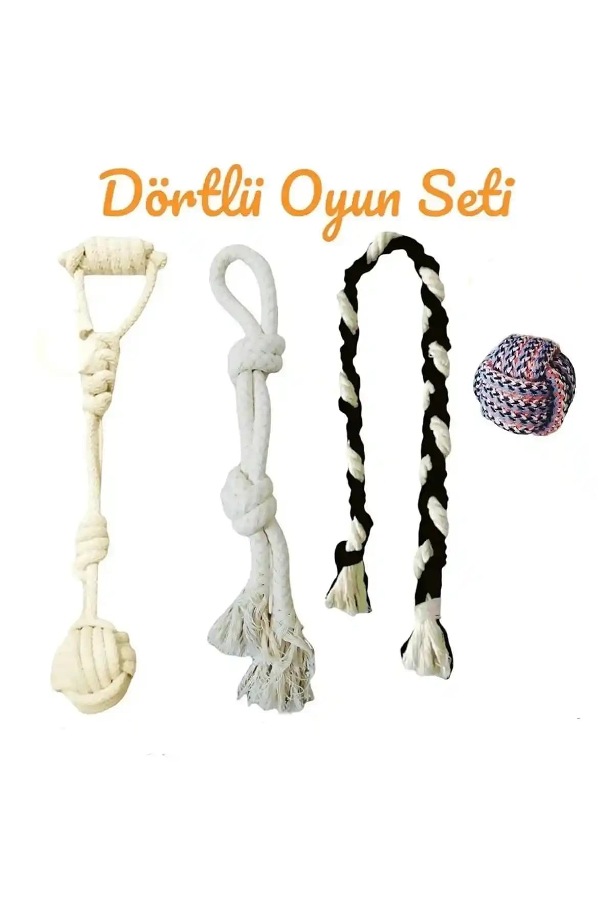 AlyaPetWorld Köpek Diş İpi Dörtlü Oyun Seti: Sağlık ve Eğlenceyi Bir Arada Sunar