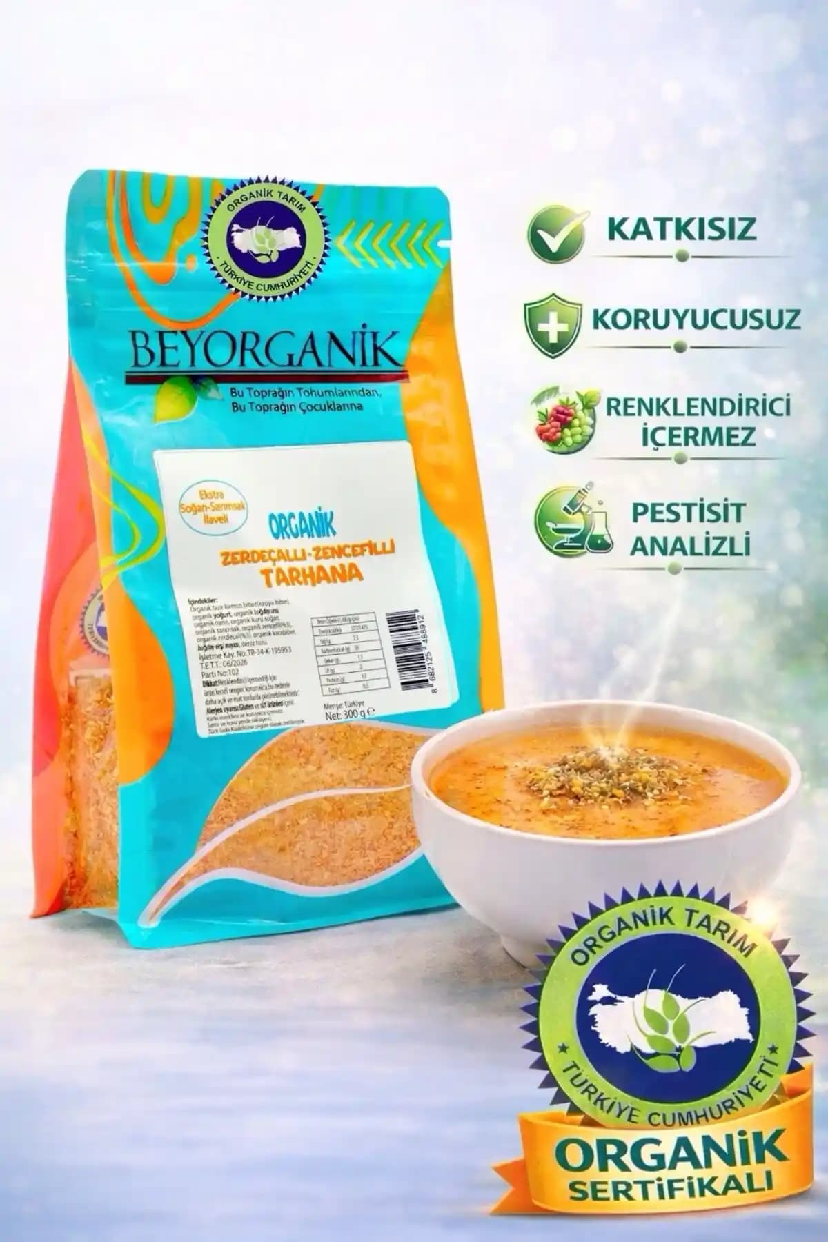 Beyorganik Organik Zerdeçallı ve Zencefilli Tarhana 300gr - Sağlıklı ve Doğal Çorba