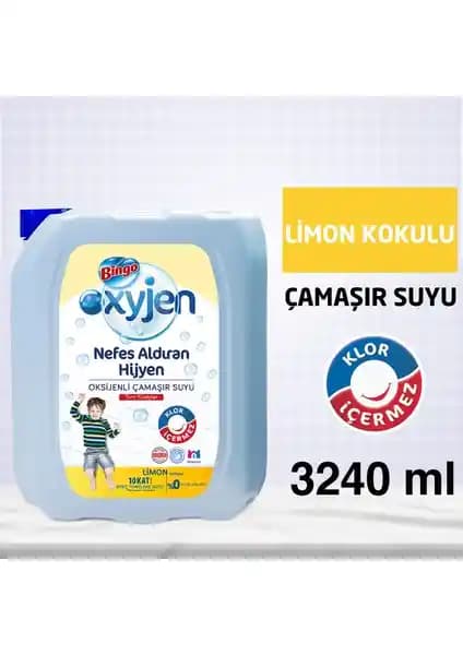 Bingo Oksijen Çamaşır Suyu Limon Kokulu 3,24 L: Etkili ve Ferah Temizlik Çözümü