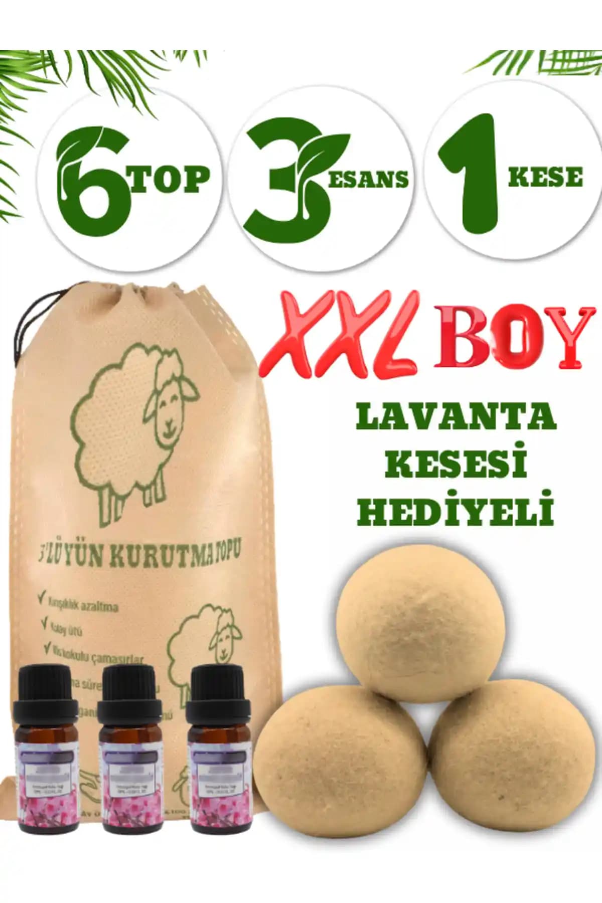 Biz Class 6'lı Yün Kurutma Topu ve 3'lü Koku XL Seti ile Doğal Çamaşır Bakımı