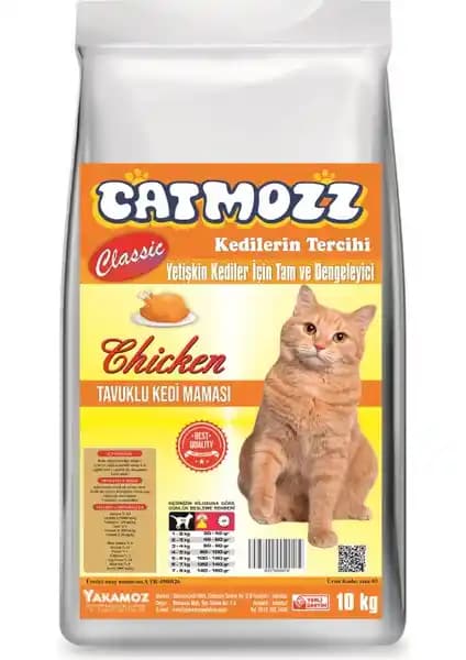 Catmozz Classic Tavuklu Yetişkin Kedi Maması 10 KG - Dengeli ve Aromatik Beslenme