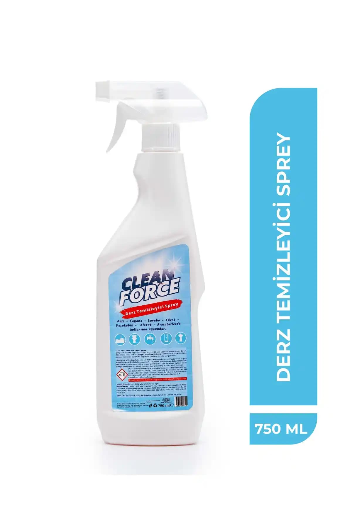 CLEAN FORCE Banyo Derz Duşakabin Temizleyici 750 ml ile Etkili ve Hızlı Temizlik Çözümü