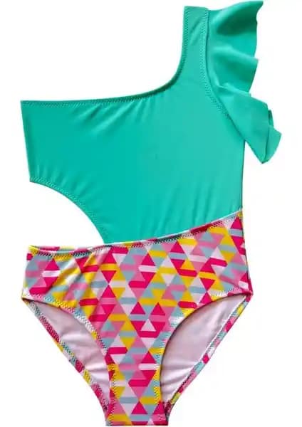 Deep Beach Kolu Volan Detaylı Kız Çocuk Mayo: Şıklık ve Konforun Buluşması