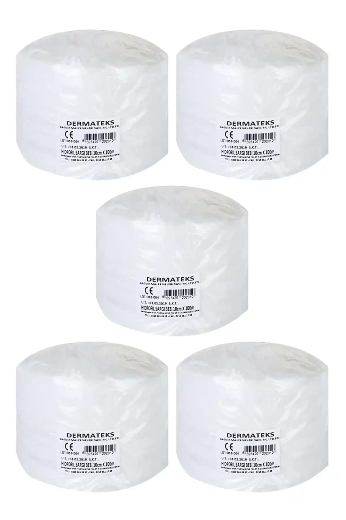 Dermateks Sargı Bezi 10 cm x 100 m 5 Adet - Yara Bakımı İçin Medikal Bandaj