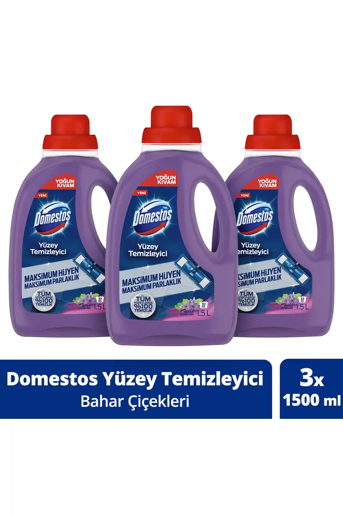 Domestos Bahar Çiçekleri Yüzey Temizleyici 1500 ml x3 ile Derinlemesine ve Kalıcı Temizlik