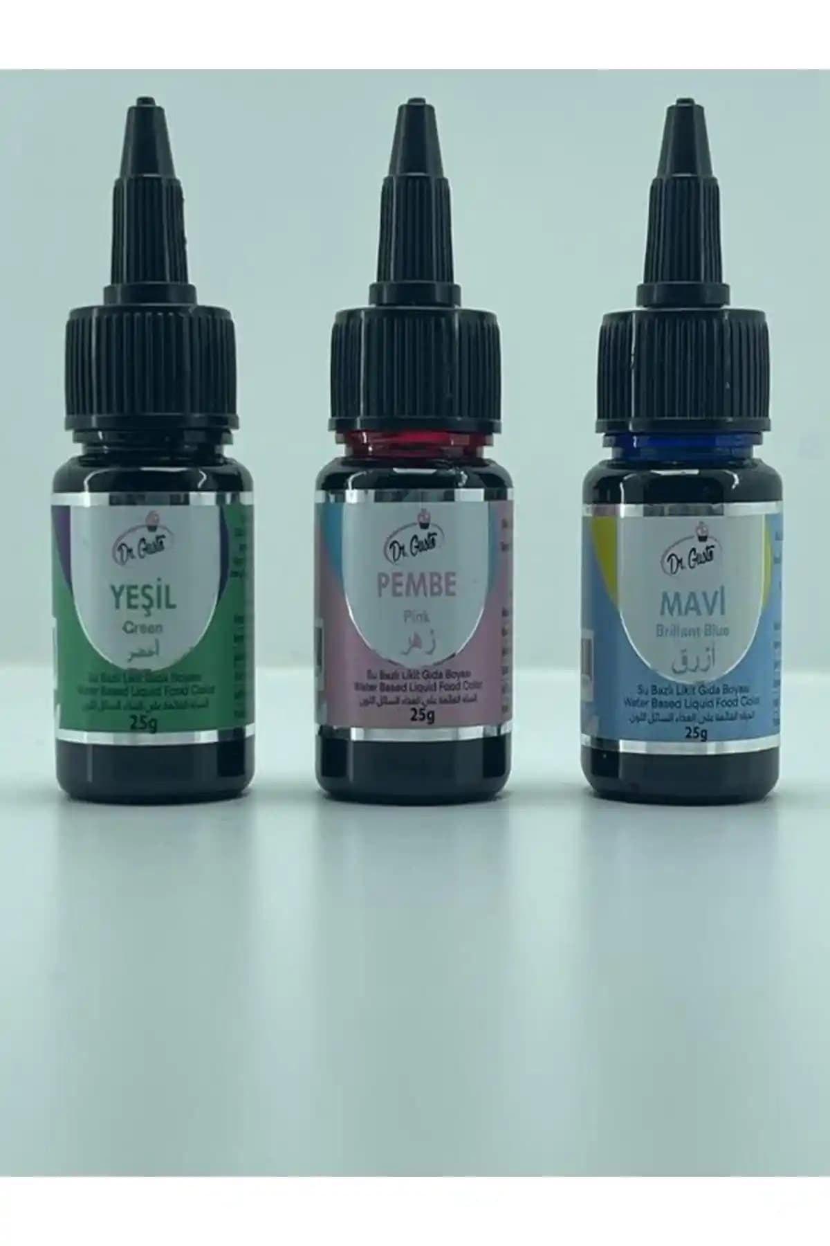 Dr. Gusto 25 ml Gıda Boyası: Yeşil, Pembe ve Mavi Renklerle Canlı Tatlılar