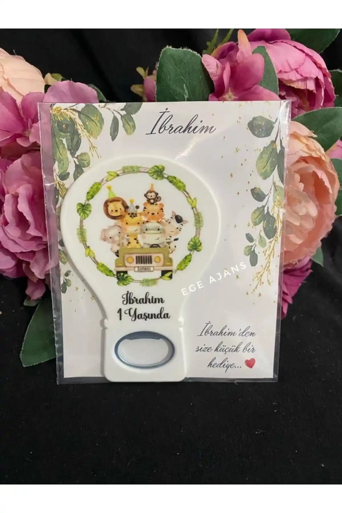Ege Ajans Safari Konsept Balon Açacak Magnet: Kişiselleştirilmiş Bebek Hediyesi
