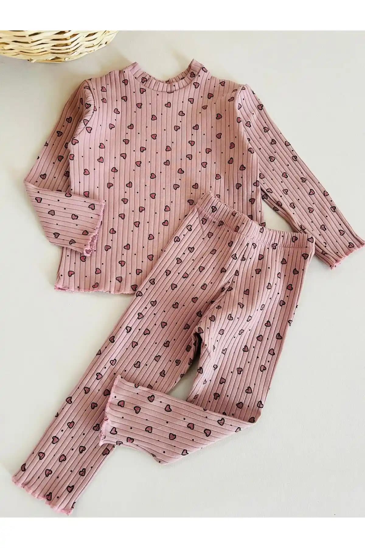 eymwes Kız Bebek Leopar Desenli Esnek Kaşkorse Mevsimlik Pamuklu Takım