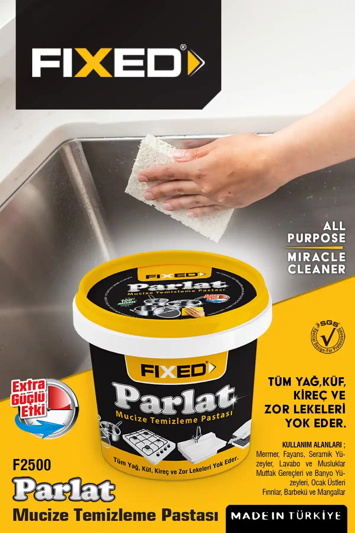 FIXED Sgs Parlat Çok Amaçlı Mucize Temizleyici ile Zorlu Lekelere Etkili Çözüm