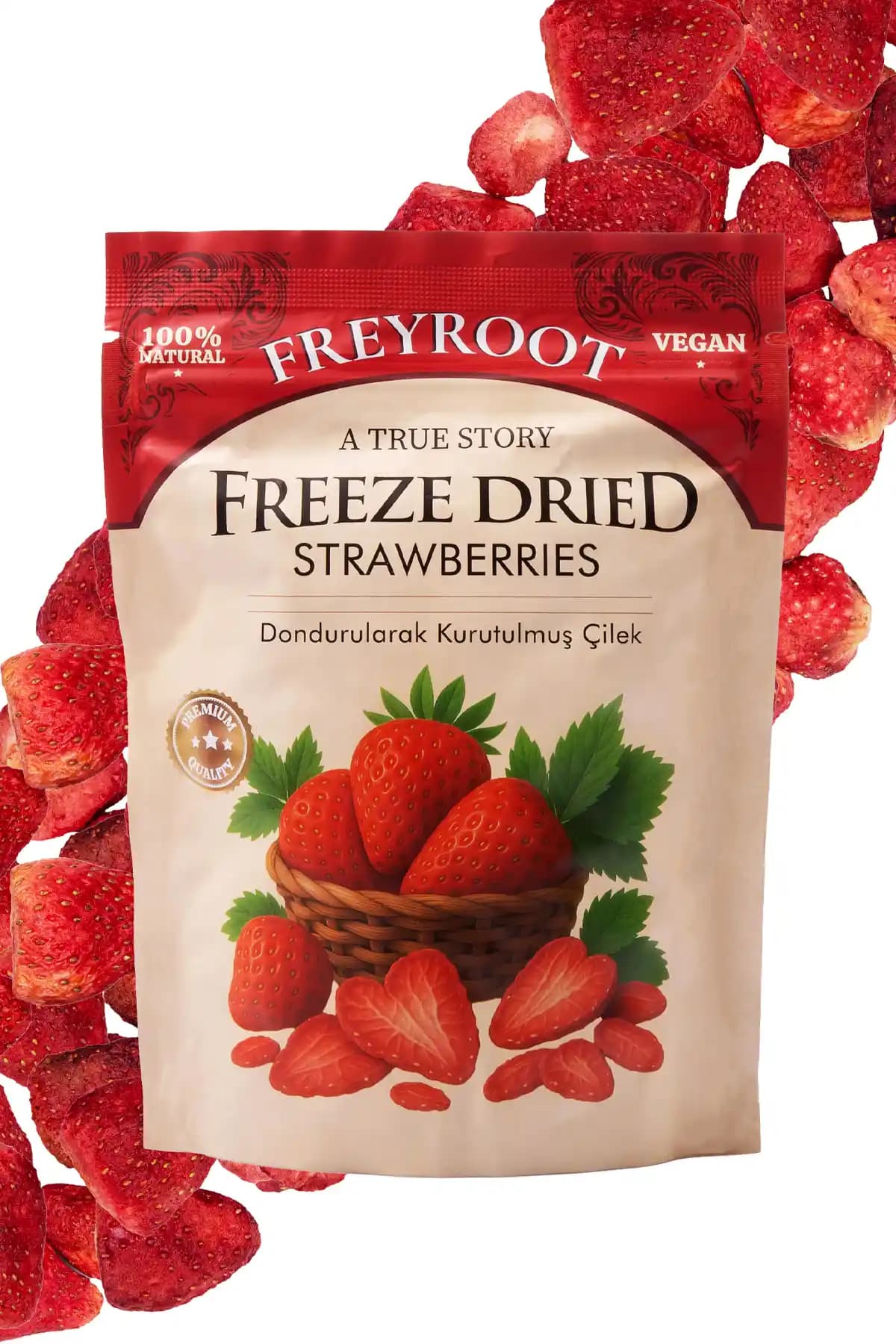 Freyroot Dondurularak Kurutulmuş Çilek – Katkısız ve Sağlıklı Atıştırmalık Seçeneği