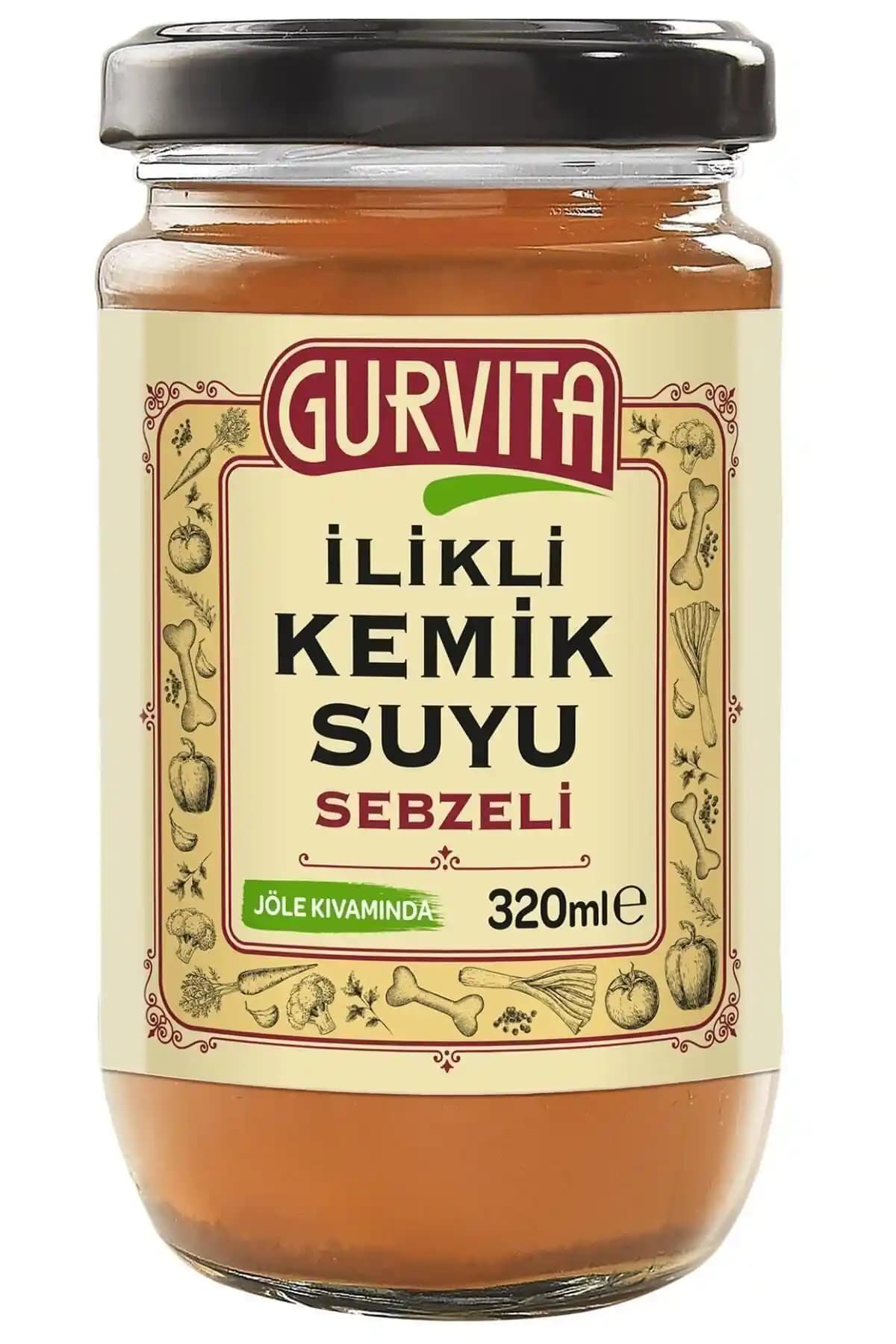 Gurvita Jöle Kıvamında İlikli Kemik Suyu Sebzeli 320 ml Doğal ve Sağlıklı Besin