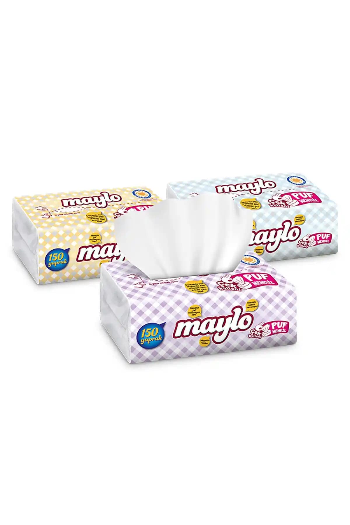 Maylo 150 Li X 18 Paket Puf Mendil: Yumuşak, Dayanıklı ve Estetik Tasarım
