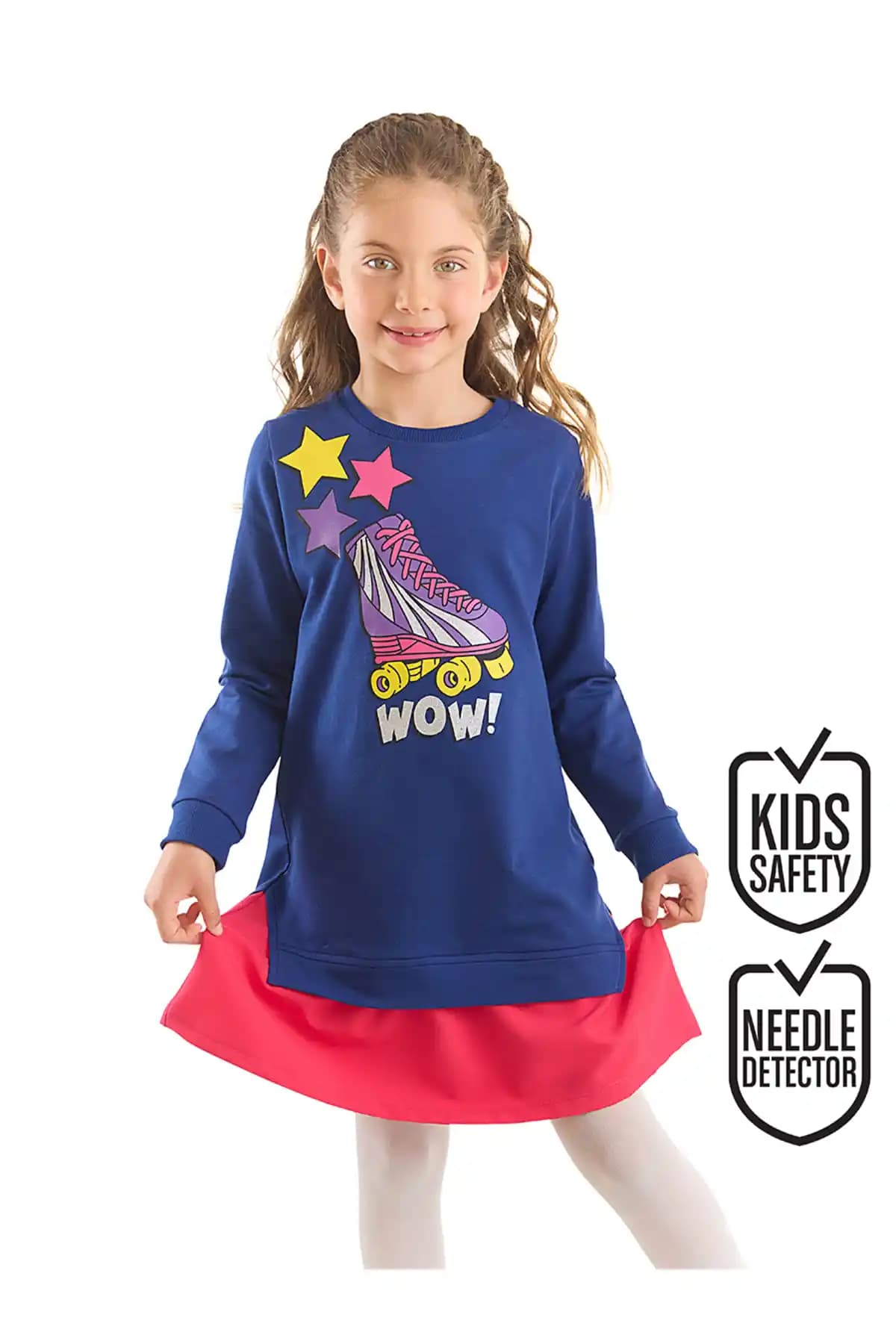 MSHB&G Wow Paten Kız Çocuk Elbisesi Lacivert Pembe Rahat ve Şık Tasarım