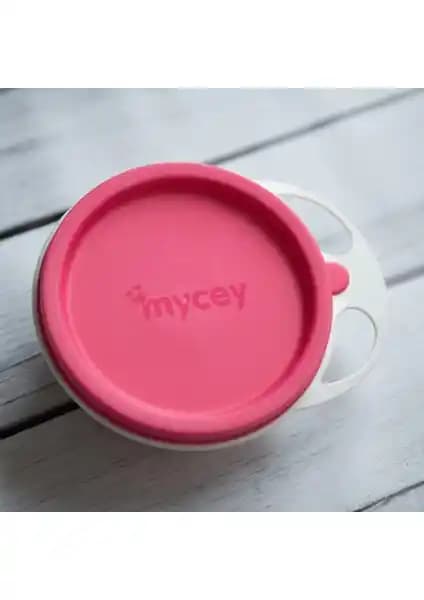 MYCey Kapaklı Mama Tabağı Pembe: Ergonomik ve Dayanıklı Bebek Beslenme Kabı