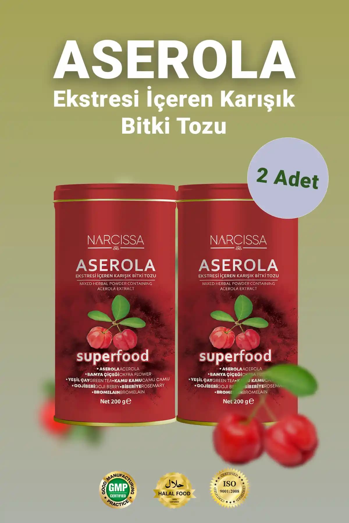 Narcissa Aserola Ekstresi İçeren Bitki Tozu ile Tokluk ve Metabolizma Desteği