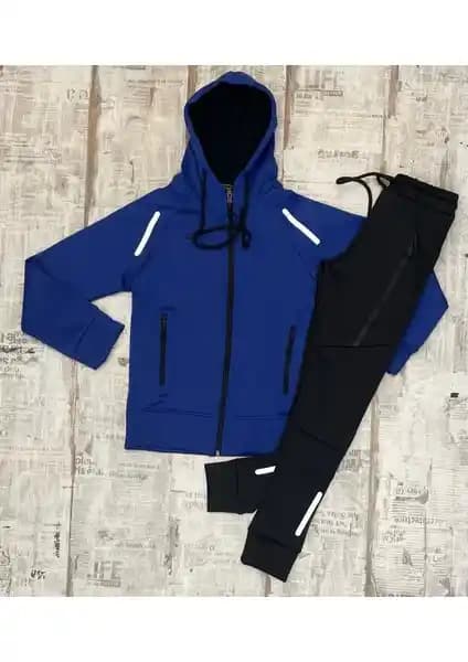 Nural 8-16 Yaş Scoba Kumaş Erkek Çocuk Eşofman Takımı Slimfit ve Fermuarlı Model