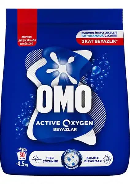 Omo Active Oxygen Beyaz Çamaşırlar İçin Toz Deterjanı 4.5 KG ile Üstün Temizlik Performansı