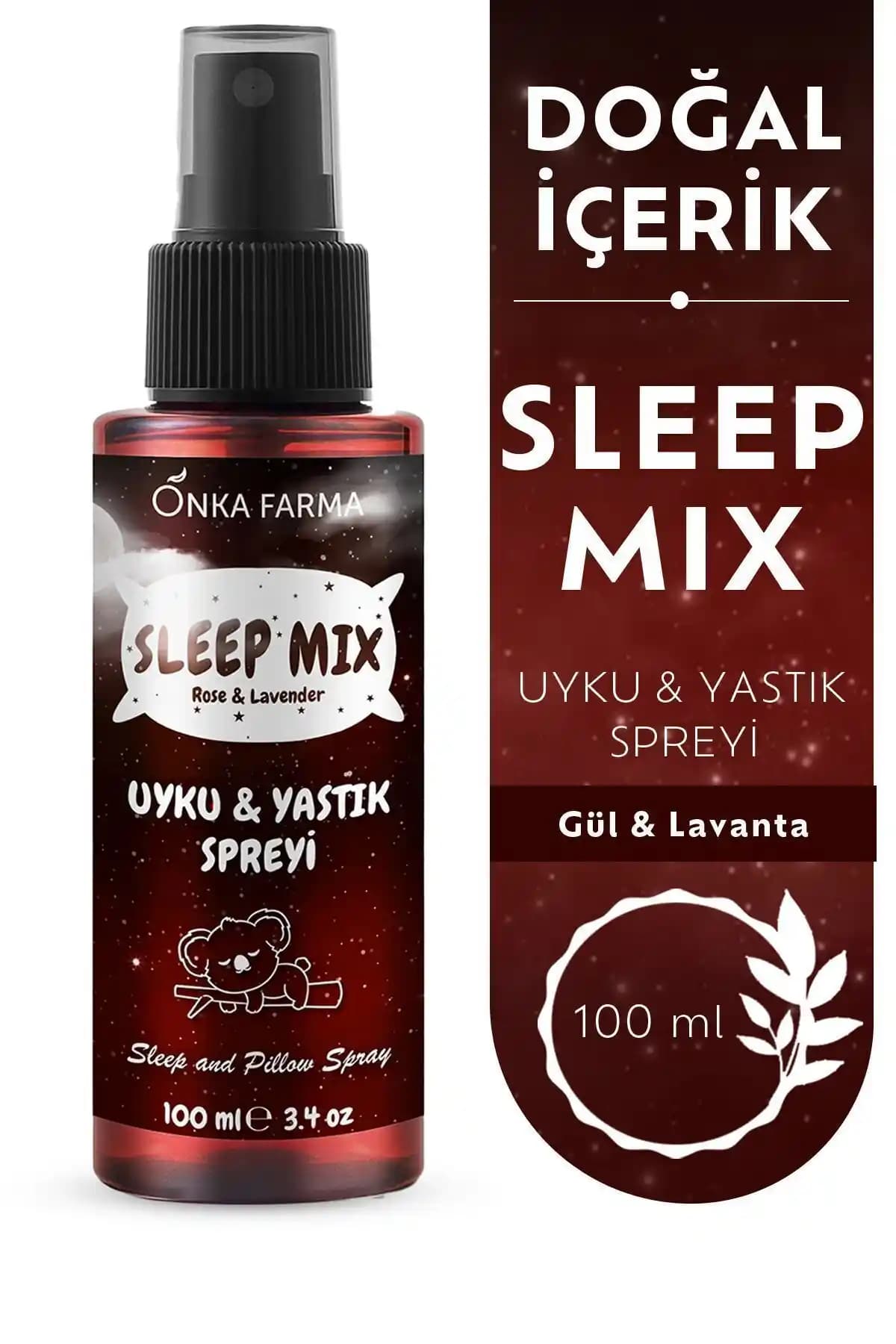 OnkaFarma SleepMix Uyku Yastık Spreyi 100 ml: Doğal Gül & Lavanta ile Uyku Kalitesini Artırır