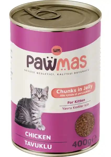 Pawmas Tavuklu Yavru Kedi Konservesi 400 gr: Sağlıklı ve Dengeli Beslenme Seçeneği