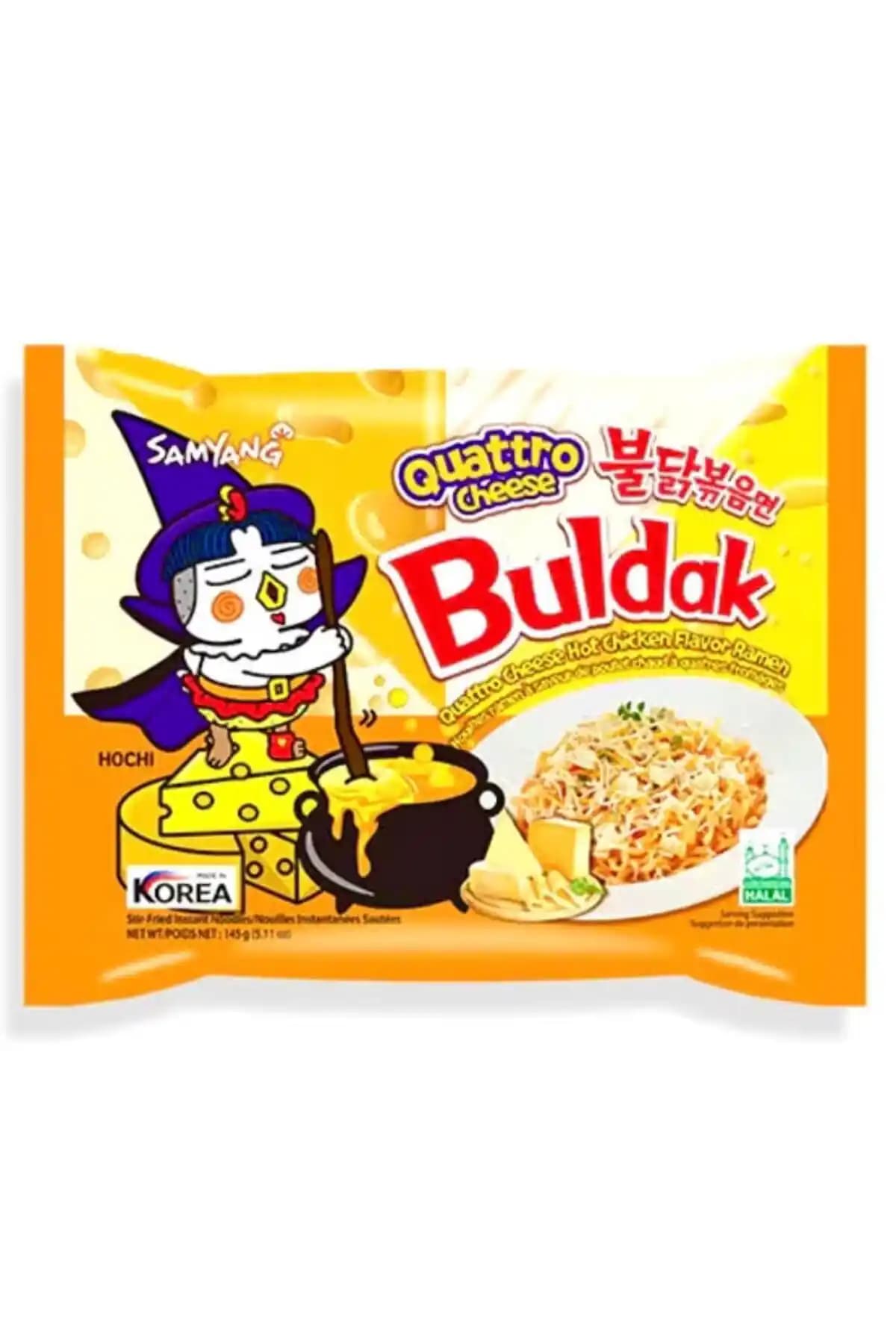 Samyang Buldak Quattro Cheese Hot Chicken Flavor Ramen 140 gr Halal - Baharat ve Peynir Dengesi